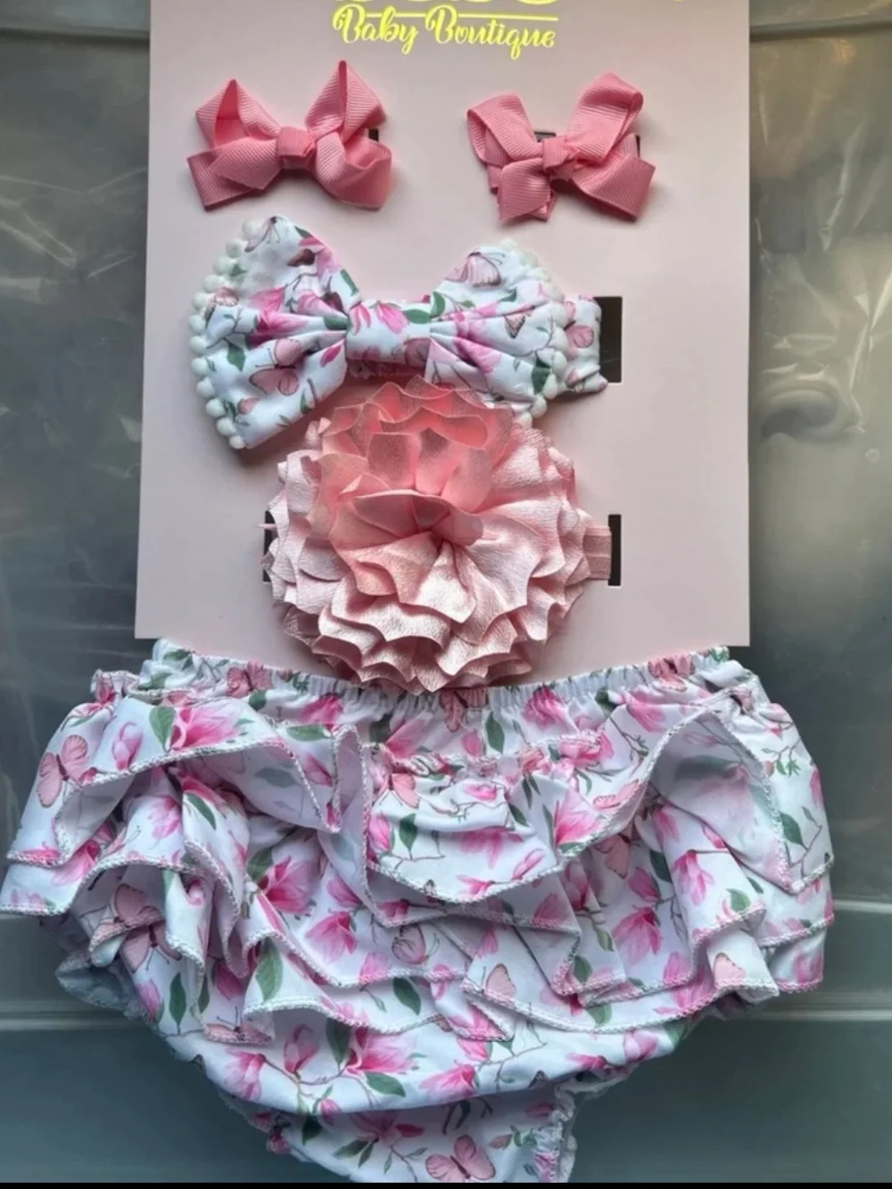 Bebe Pink Floral 5-Piece Baby Accessory Set